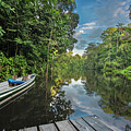 Cuyabeno river pontoon and canoe